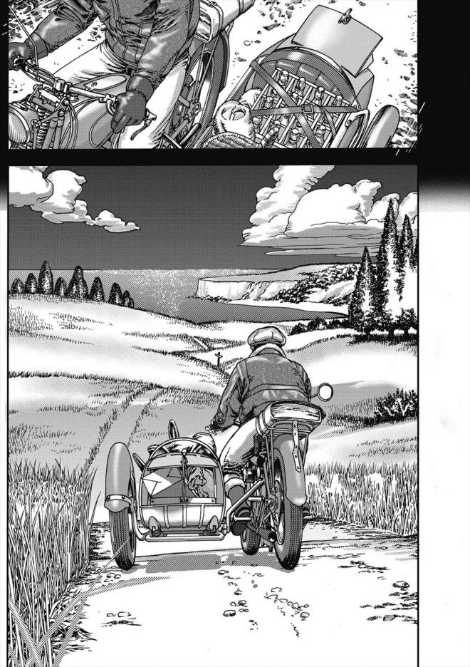 【エロ漫画】男がバイクで道を走っていたら数人のロリな女の子達がエロい格好で立ち往生していたので複数プレイ！ちっぱいとパイパンマンコをたっぷり堪能ｗｗｗ